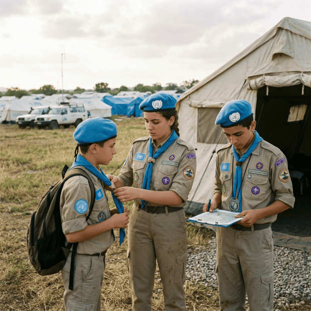 Un grupo de scouts en una actividad al aire libre